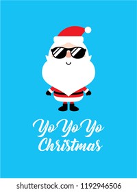 cute santa claus yoyoyo merry christmas greeting card vector