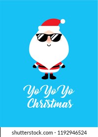 cute santa claus yoyoyo merry christmas greeting card vector