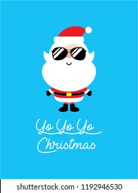 cute santa claus yoyoyo merry christmas greeting card vector