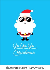 cute santa claus yoyoyo merry christmas greeting card vector