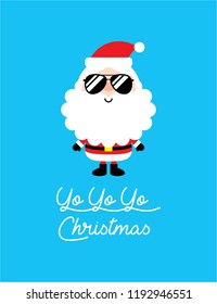 cute santa claus yoyoyo merry christmas greeting card vector