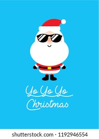 cute santa claus yoyoyo merry christmas greeting card vector