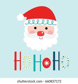 Cute Santa clause with ho ho ho typography