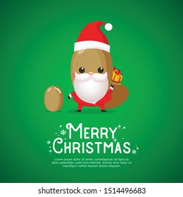 Cute Santa Clause with Kiwi Fruit illustration vector