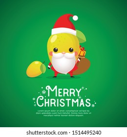 Cute Santa Clause with Mango Fruit illustration vector