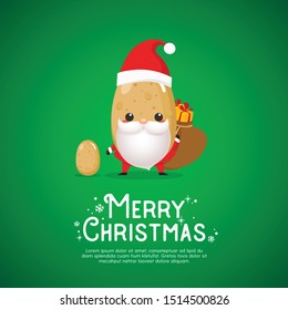 Cute Santa Clause with Potato illustration vector