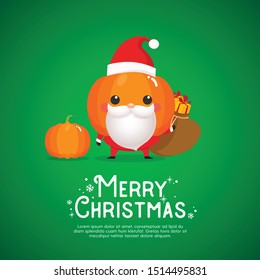 Cute Santa Clause with Pumpkin Fruit illustration vector