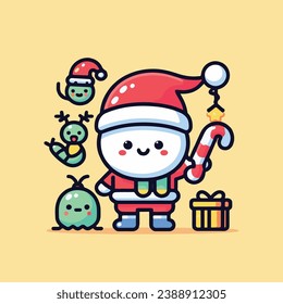 Cute Santa Clause Vector Icon Illustration