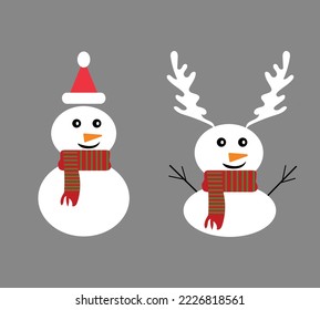 Cute Santa Clauses with warm scarf and reindeer antlers