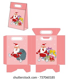 Cute Santa Claus.Vector Handbags Packages Pattern. 