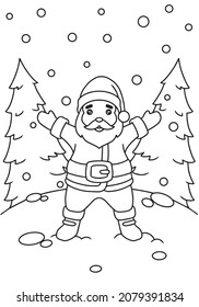 Cute santa coloring book illustration vector the Concept of Isolated Technology. Flat Cartoon Style Suitable for Landing Web Pages, Banners, Flyers, Stickers, Cards