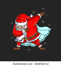 cute santa dabbing dance illustration vector graphic