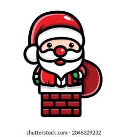 cute santa design stuck in the chimney