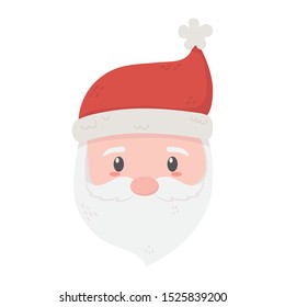 cute santa face with hat celebration merry christmas vector illustration