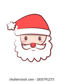 Cute Santa face isolated in transparent background - Merry Christmas