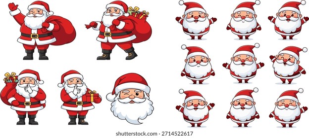 Linda Ilustración vectorial de Cara de Santa