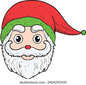 Cute Santa Face Vector Set Christmas Edition