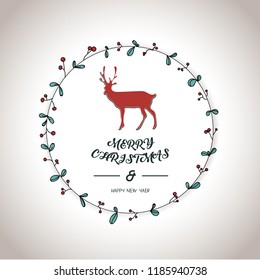 cute santa and friends greeting text for christmas day.