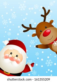 Cute Santa with funny deer