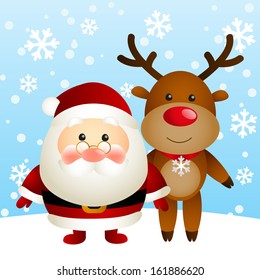 Papá Noel con un venado gracioso