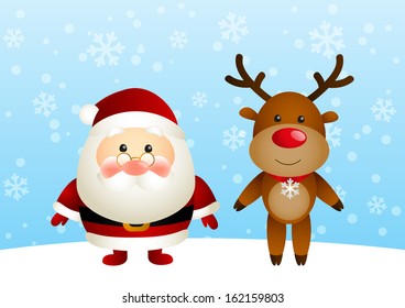 Cute Santa with funny deer