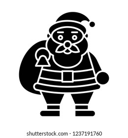 cute Santa gift sack Christmas solid icon.