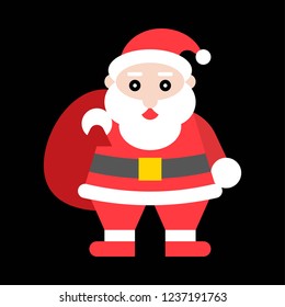 cute Santa gift sack Christmas flat design icon.