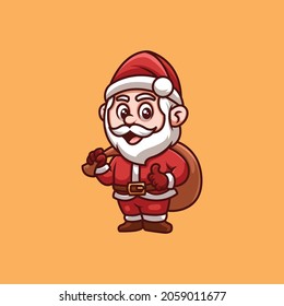 Cute Santa with Gift Sack Creative Christmas Cartoon Character