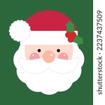 Cute santa grandfather illustration in christmas concept. Santa Claus has a beard, wears a red fur hat and is smiling.