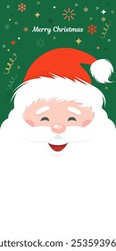 Cute santa grandfather illustration in christmas concept with snowflakes, tree and gift box. All in group and separate layers. Vector.