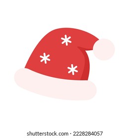 Cute Santa hat in flat style. Isolated on white background vector illustration.