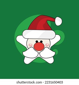 cute santa head star shape