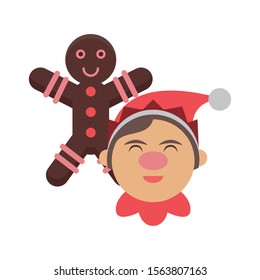 cute santa helper christmas character vector illustration design