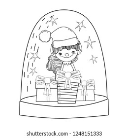 cute santa helper with gifts