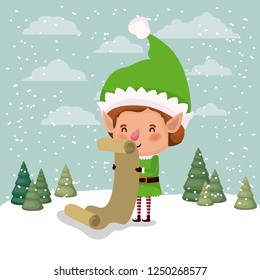 cute santa helper with gifts list