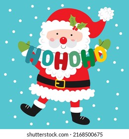 Cute Santa and Ho ho ho text