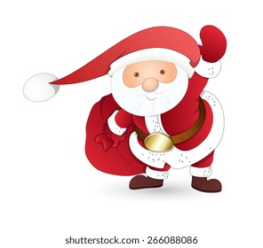 Cute Santa Holding a Gift Bag