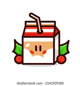 Cute santa juice cartoon vector icon illustration 