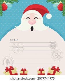 cute santa letter template with gifts