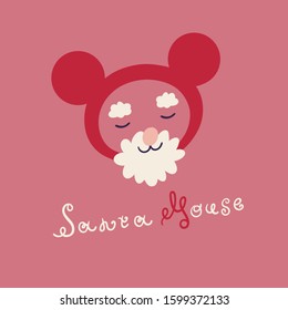 cute santa mouse illustration vector