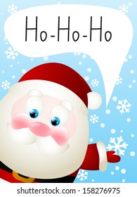 Cute Santa on winter background