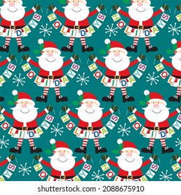 Cute santa pattern for christmas card, gift wrap design