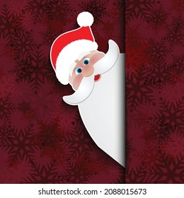 Cute Santa with red Christmas background vector