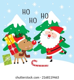 Cute Santa with Cute Reindeer