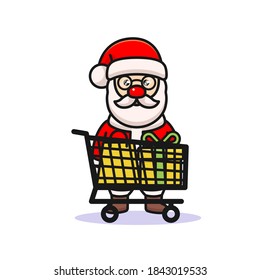 Cute Santa with shopping gift for Christmas