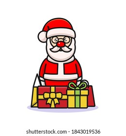 Cute Santa with shopping gift for Christmas