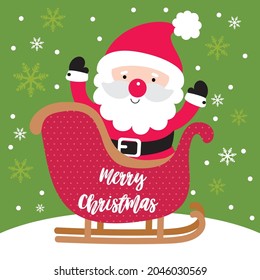 Cute santa and sleigh for christmas card, gift bag or box design