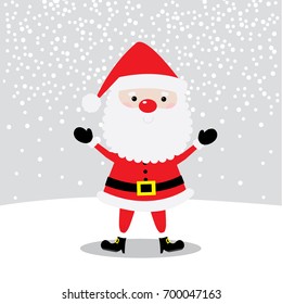 Cute Santa with snowing background