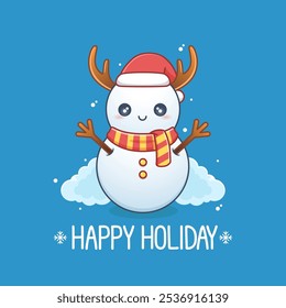 cute santa snowman mascot illustration
