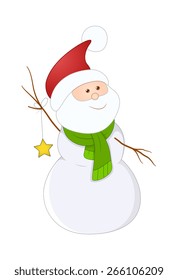 Cute Santa Snowman with Star